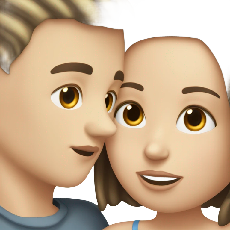 white girl with brunette hair kissing a white boy with a buzz cut emoji