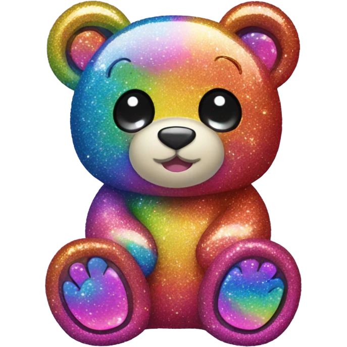 Lisa frank glitter bear with rainbow roses emoji