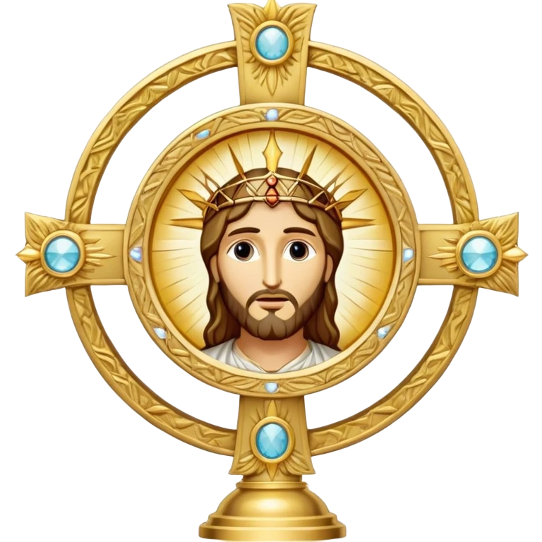 Eucharistic monstrance emoji with Christ’s face emoji