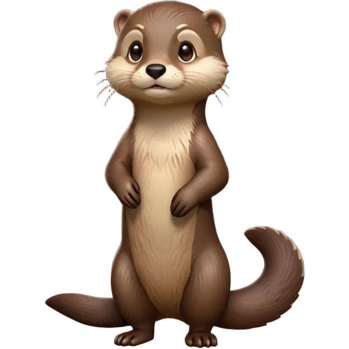 cinematic-noble [otter]-realistic-full-body-standing-emoji,-tail-tucked-close,-head-tilted-dramatically,-sleek-[brown]-fur,-simplified-yet-realistic-focused-features,-highly-detailed,-glowing-with-an-almost-sarcastic-glow  expressive eyes emoji