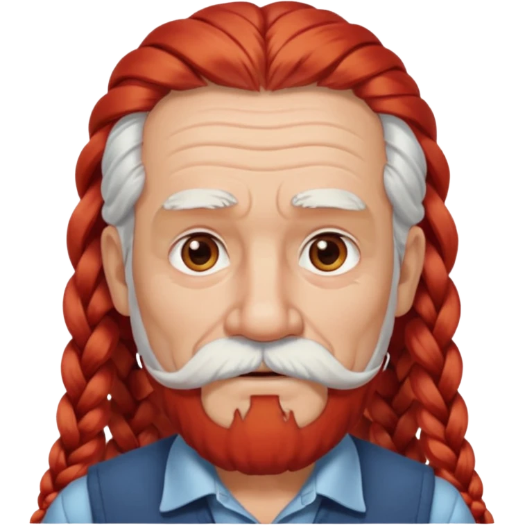 very old, white bearded and white mustached, red long haired, braided, earringed emoji