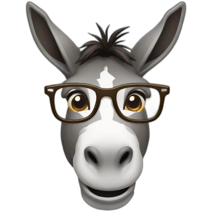 donkey using glasses emoji