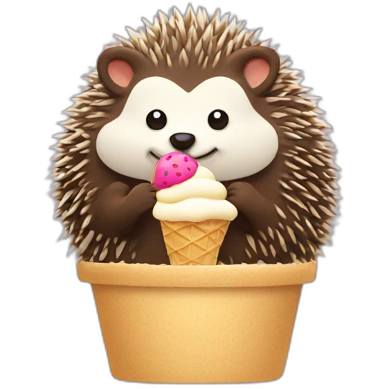 Hedgehog eating ice-cream  emoji