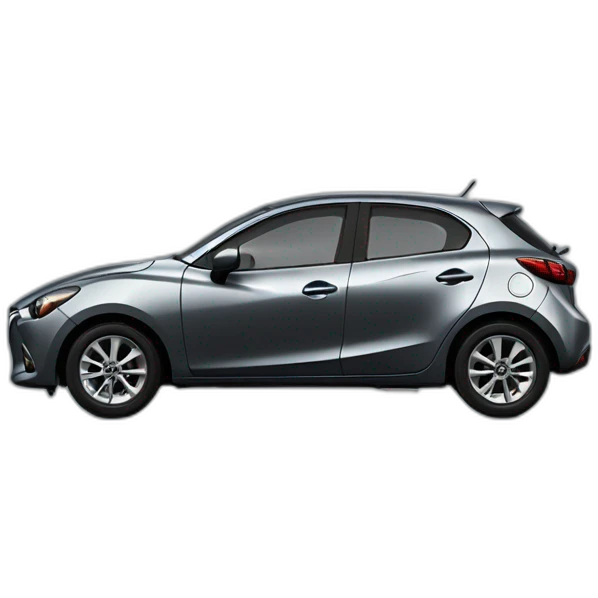 Mazda 2 space gray sedan with trunk emoji