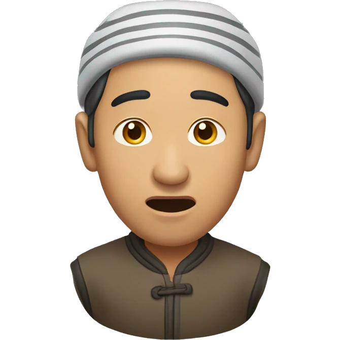 Kyrgyz man have a surprised emoji
