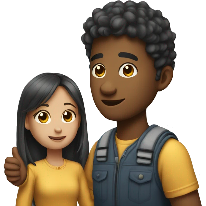 Young man giving a hand to a young woman emoji