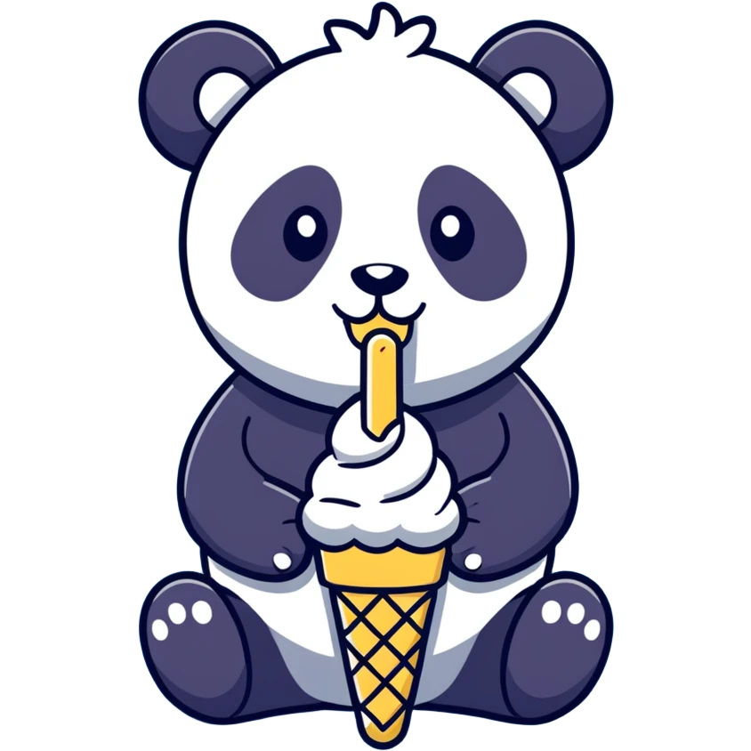 Panda eating ice cream emoji