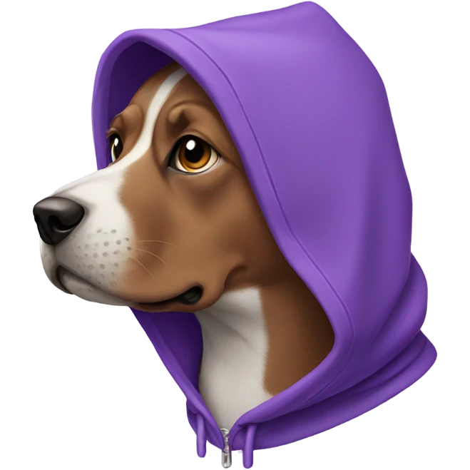 Dog wearing purple hoodie emoji