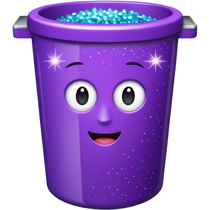 Glitter Purple and Cian  metal rubbish bin officer emoji