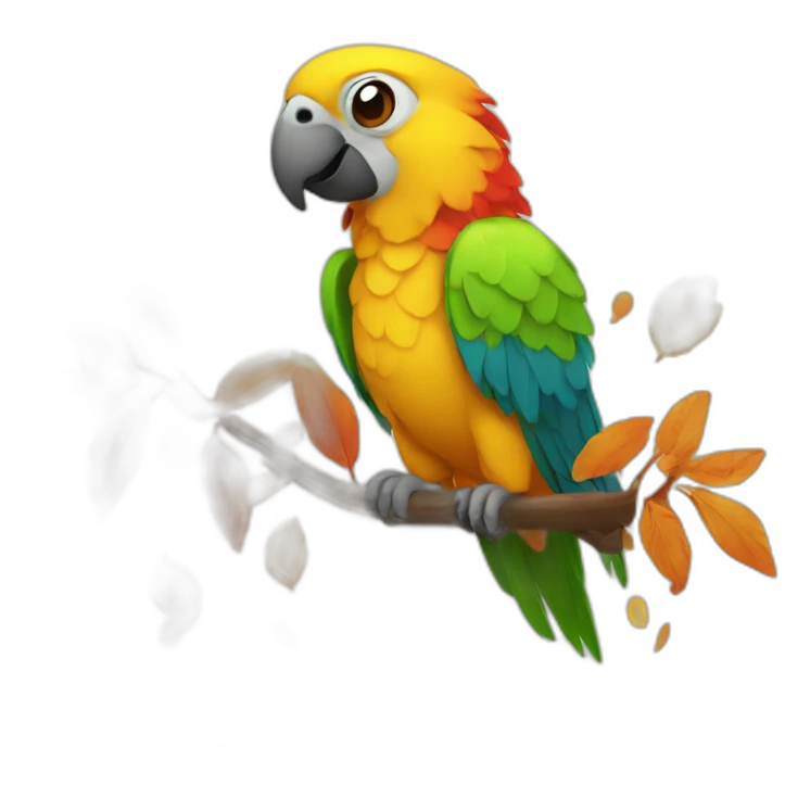 parrot, autumn, leaves emoji