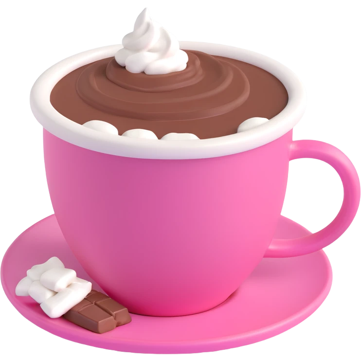 hot chocolate in a pink cup, realistic 3D style emoji