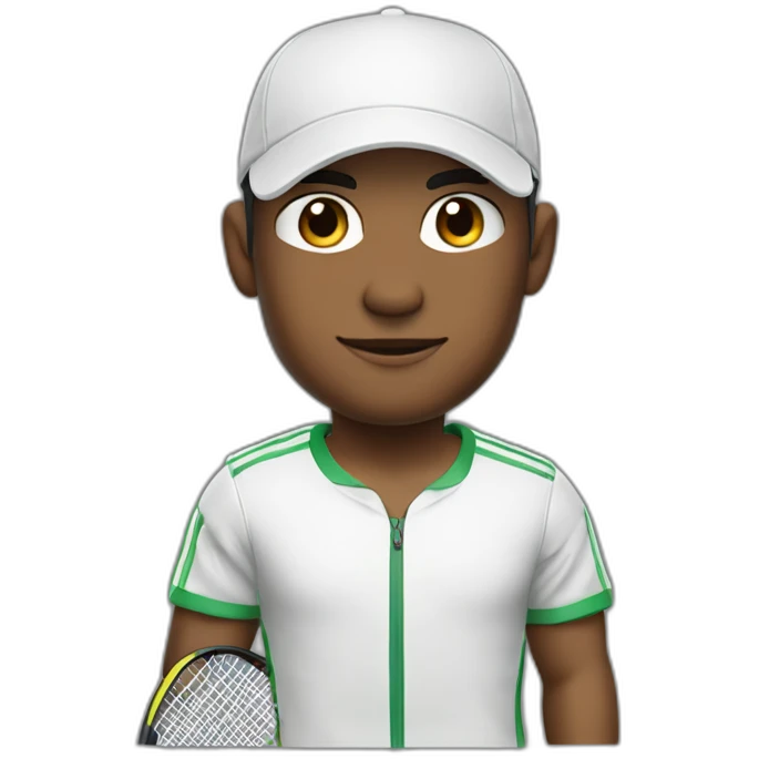Miguel Galmes Schwarz in tennis outfit with white cap and tennisraquet emoji