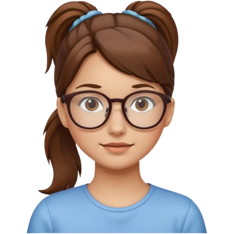 brown haired Ponytail Girl with Glasses emoji