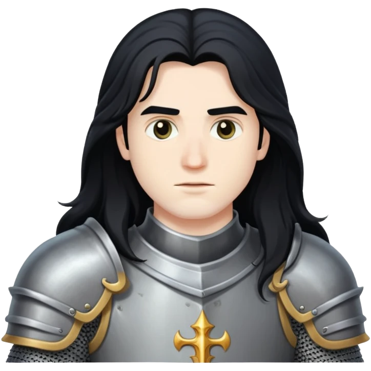 A knight with long black hair emoji