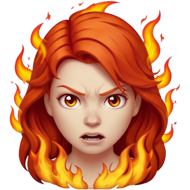 burning angry bodybuilder red haired woman emoji