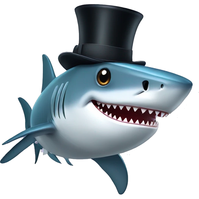Shark with a top hat emoji