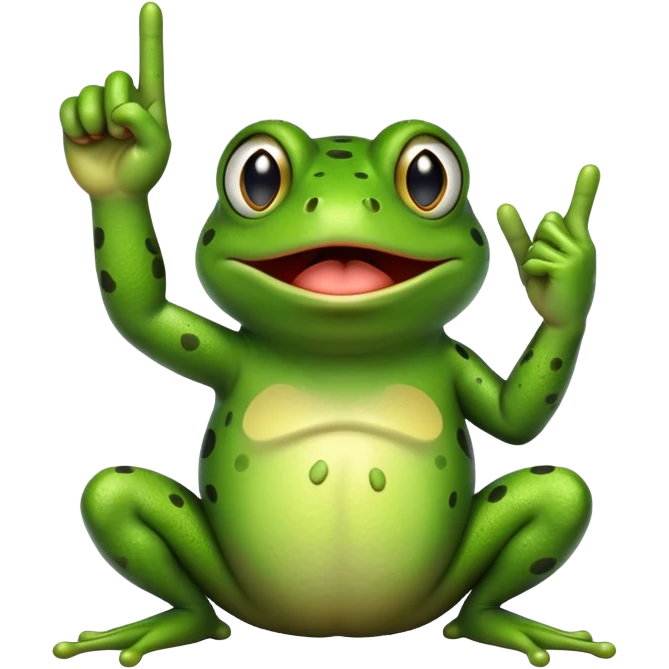 A frog giving the middle finger emoji