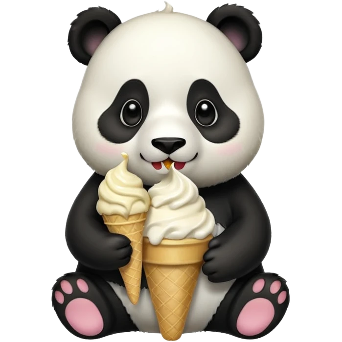 Panda eating ice cream emoji