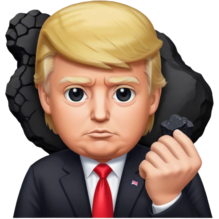 Trump holds coal in his hands emoji