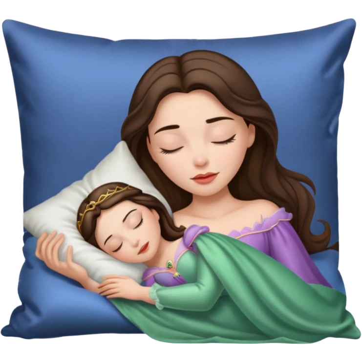 sleeping beauty brunette white girl with a silk pillow emoji