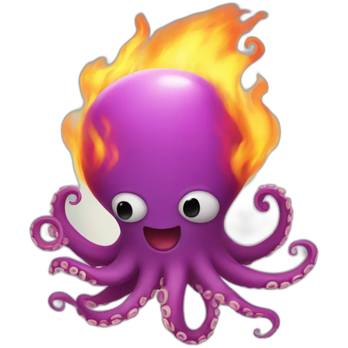 happy octopus on fire emoji