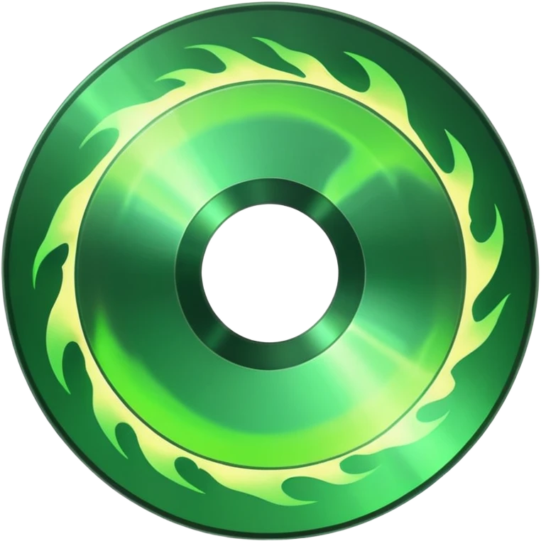 A minimalist CD disc with subtle green flames, glowing effect, variation 3 emoji