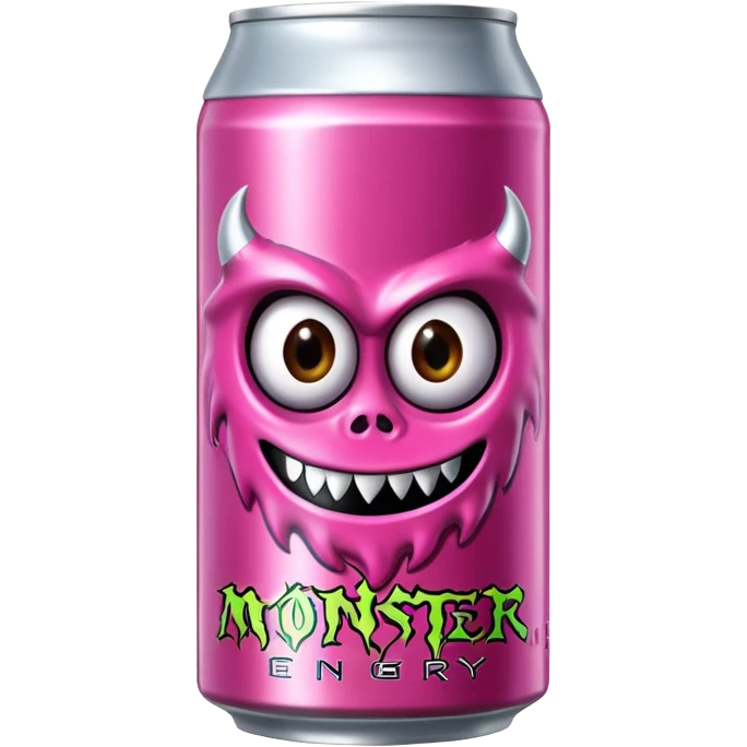 Pink monster energy drink with the logo of original monster company energy drink do not add the face in it just normal monster can  emoji