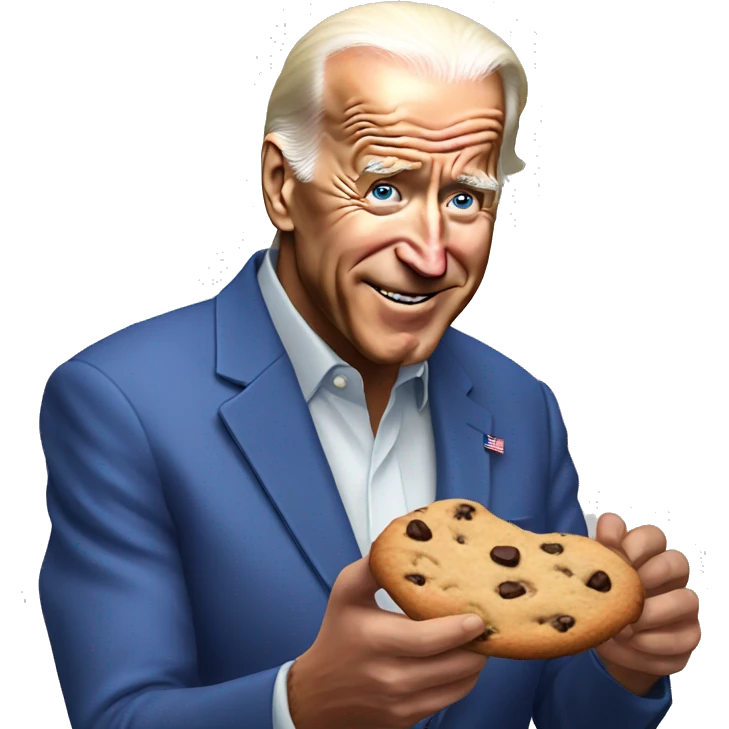 Joe Biden eating a chocolate chip cookie emoji