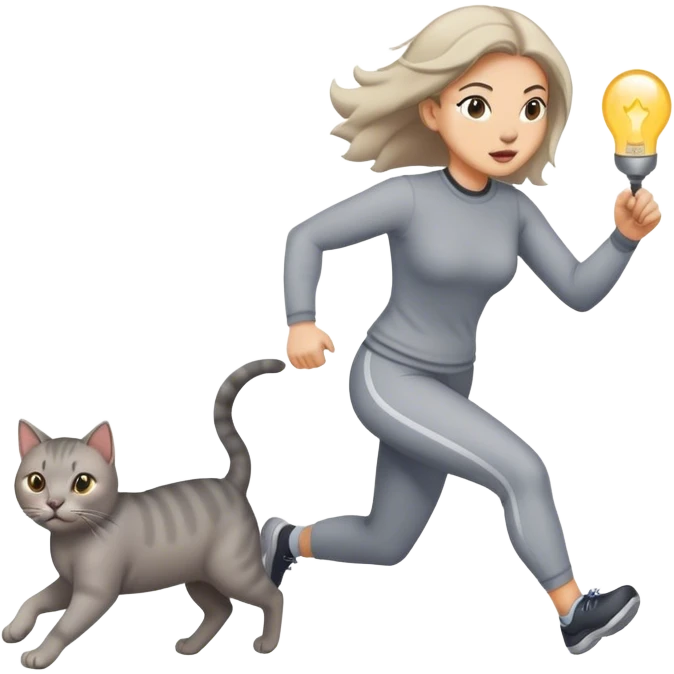 Woman stealing cat running emoji
