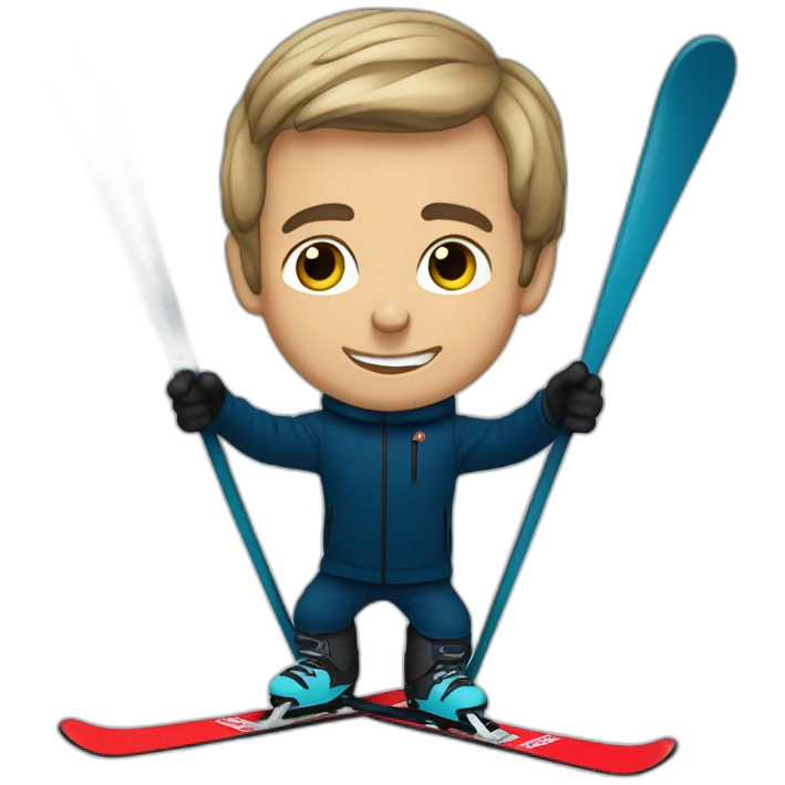 Emanuel Macron sur ski emoji