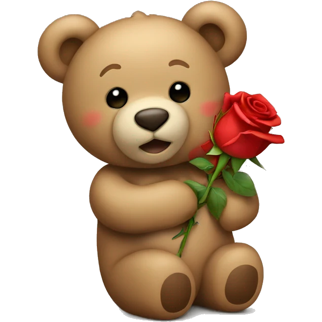 Teddy bear holding a red rose emoji