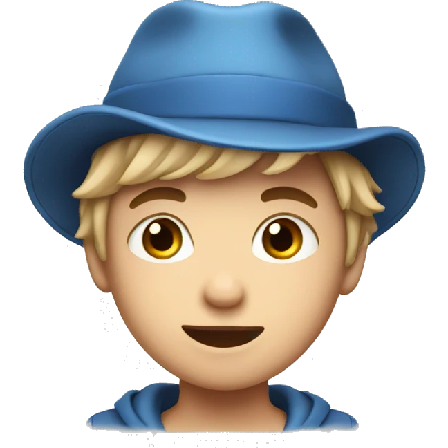playful boy in a hat blue eyes emoji