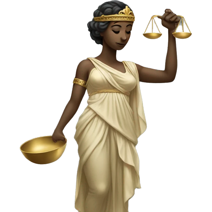 goddess Themis holding scale in her hand while blindfolded emoji