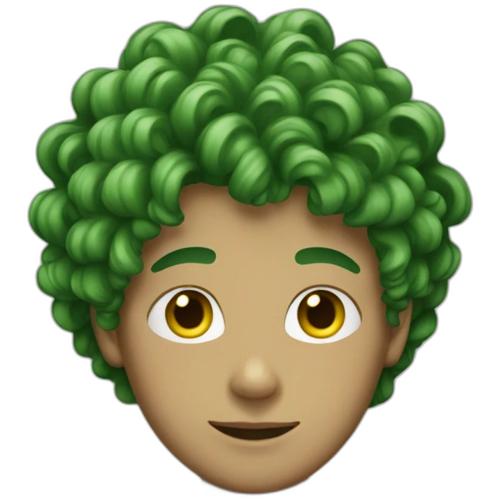 teenage boy with green curly hair  emoji