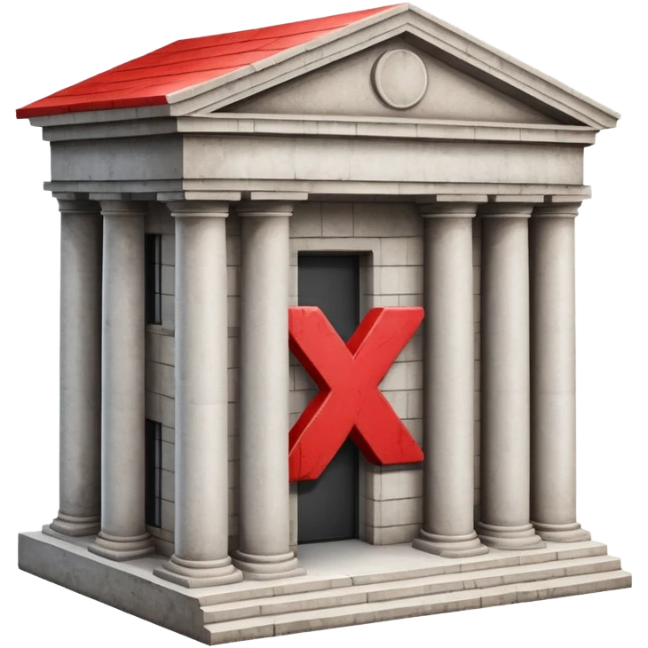 bank building with a single large red X over it emoji