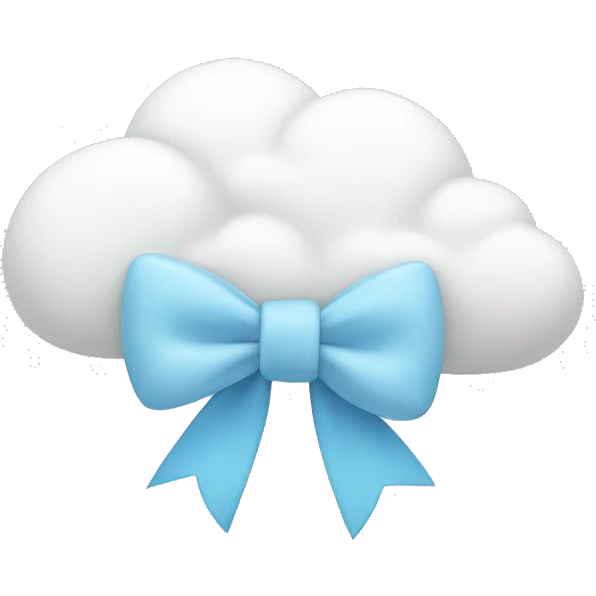 White cloud with a light blue bow  emoji