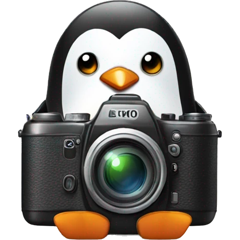 Cute penguin with camera emoji