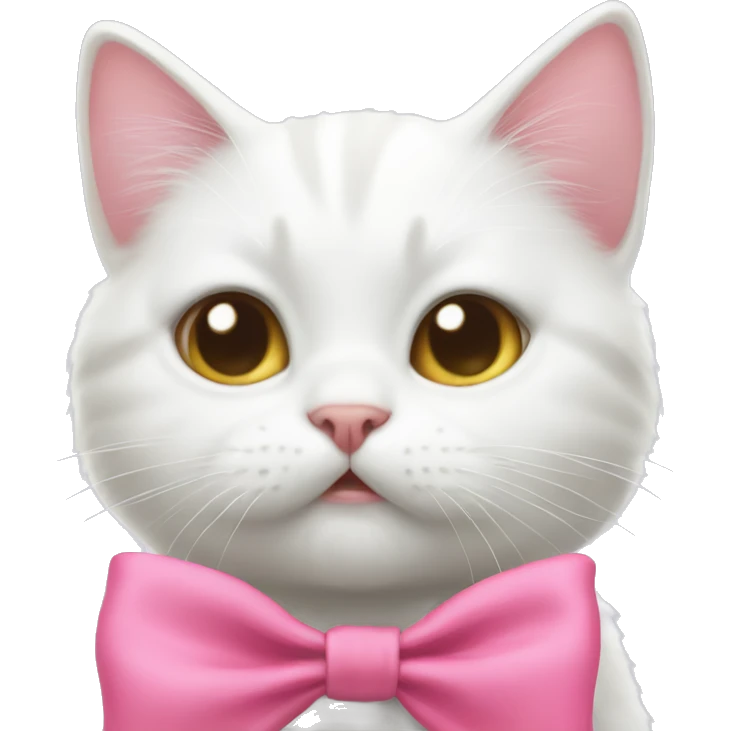 Cute white cat with a pink bow sends kisses  emoji