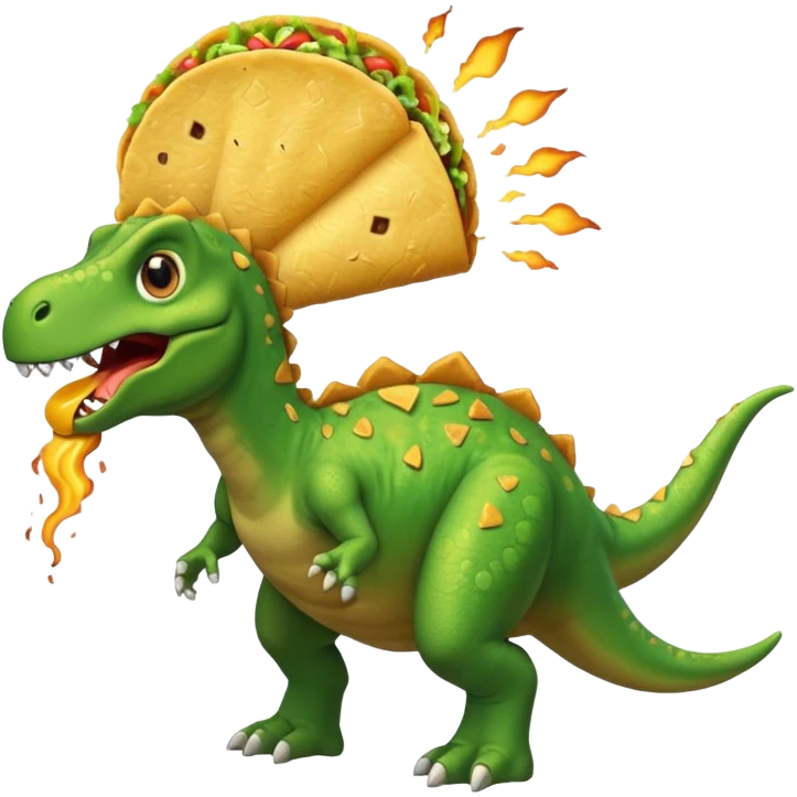 Dinosaur farting out a explosion with a taco  emoji