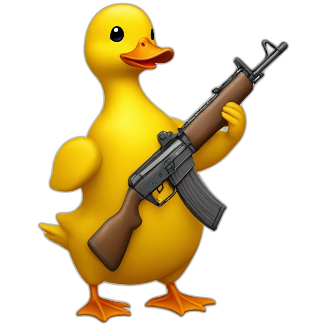 fit body yellow duck holding golden akm emoji