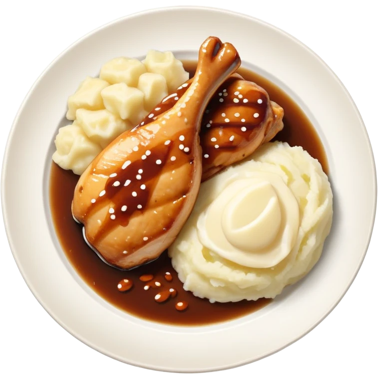 Plate of chicken teriyaki and mashed potatoes  emoji