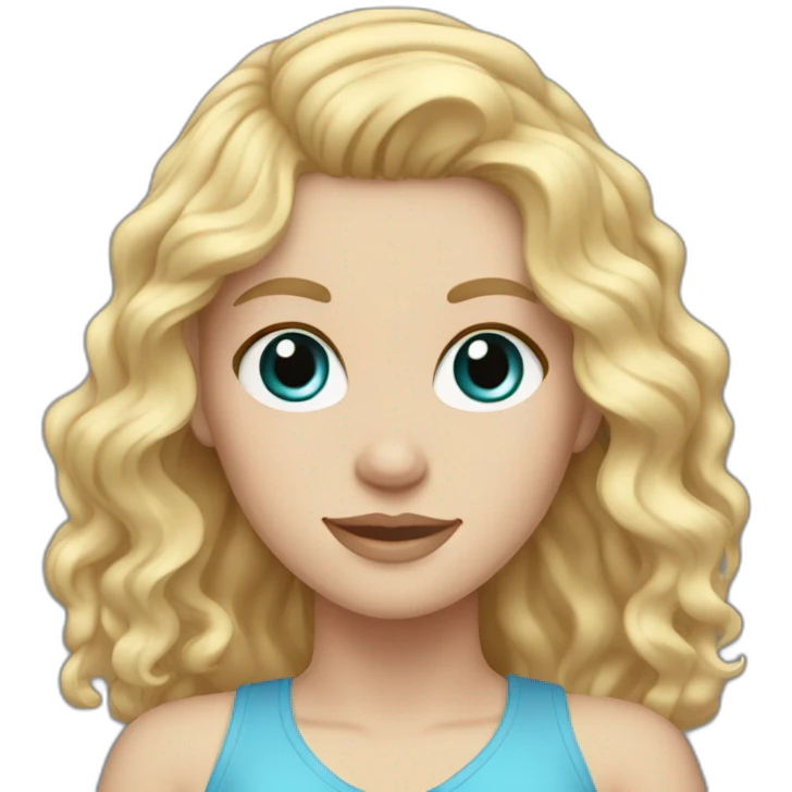 White girl with wavy blonde hair and blue eyes emoji