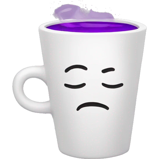 Sleeping thinking about white cup with purple juice  emoji