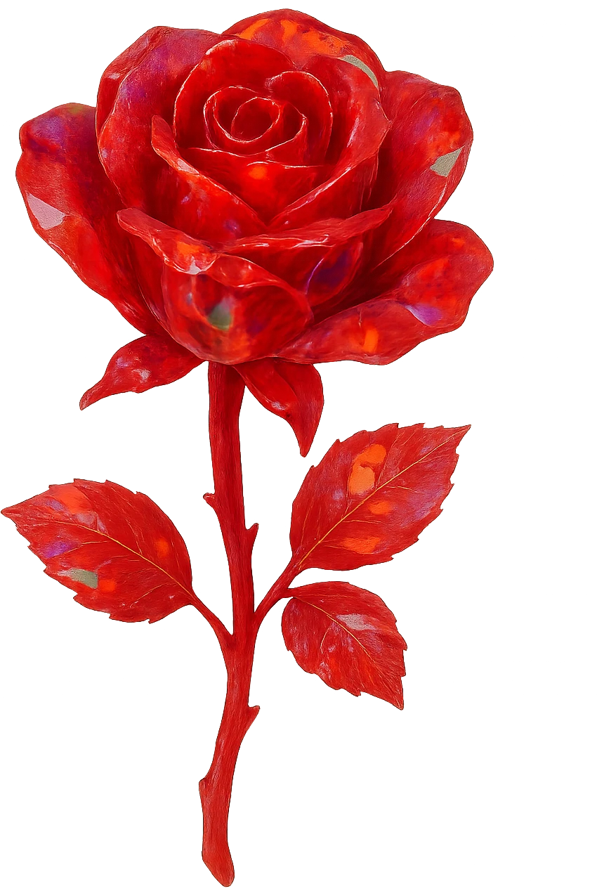 red Opal crystal rose flower, remove background emoji