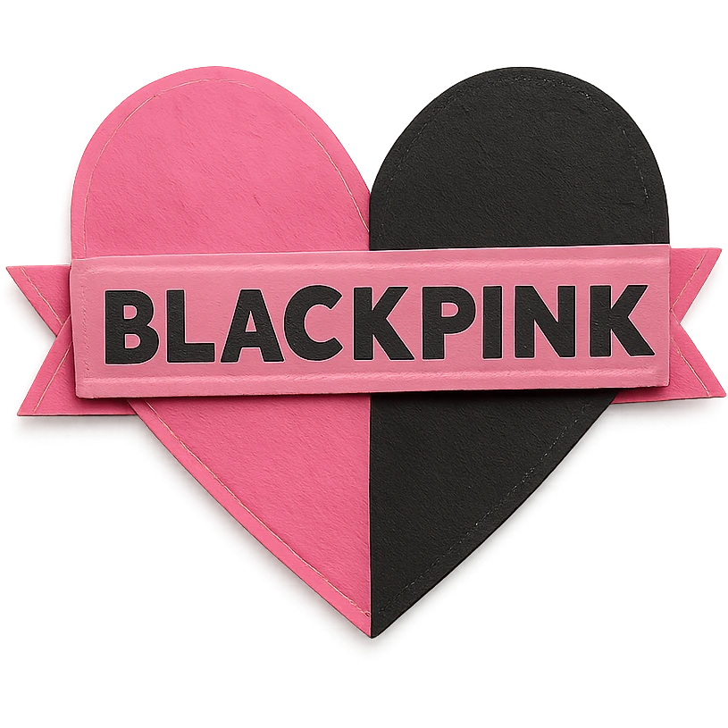 Blackpink inspired icon, pink and black, layered and creative, Paper Craft style emoji