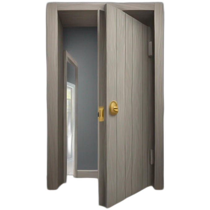 One gray wood open door perspective emoji
