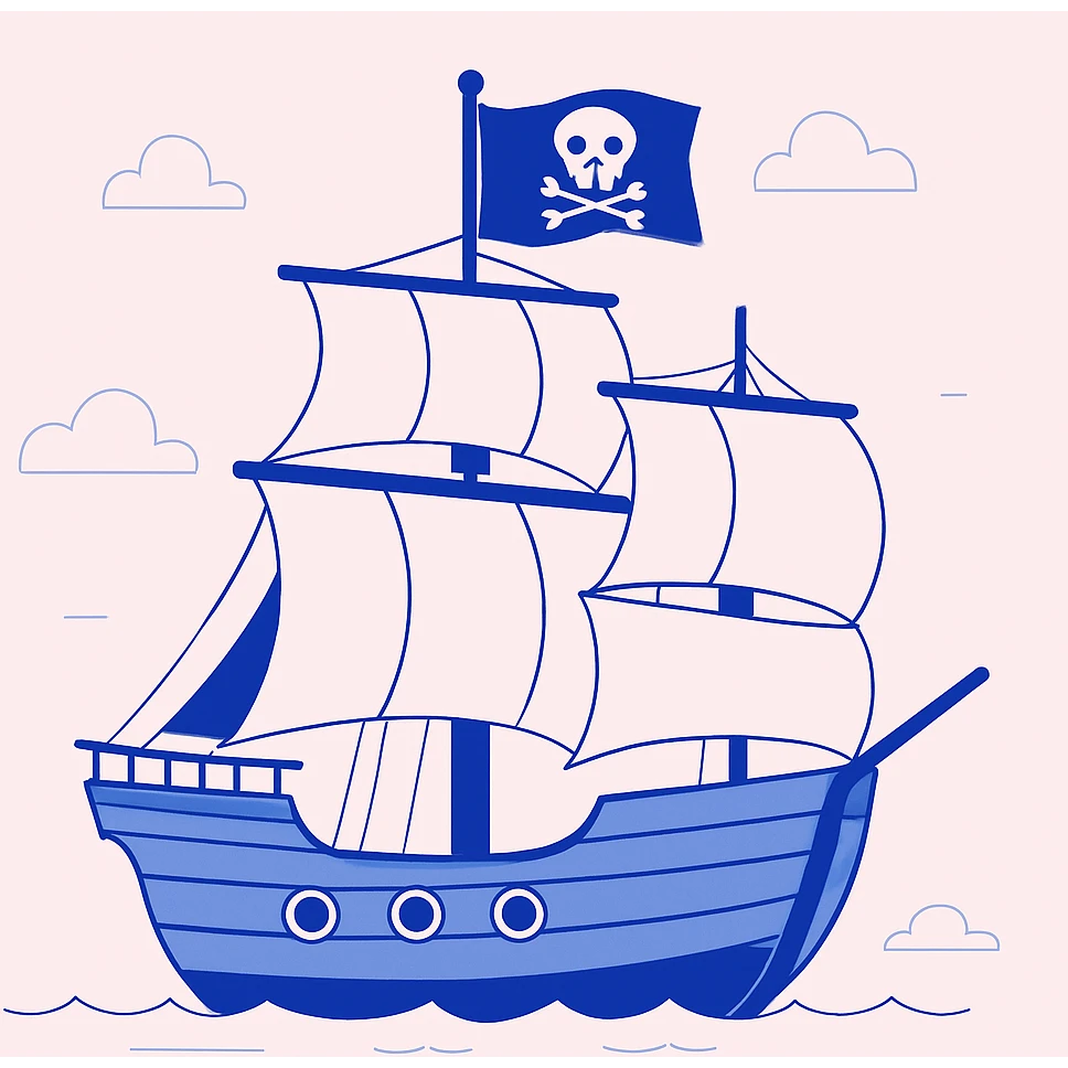 pirate ship with sails and flag emoji