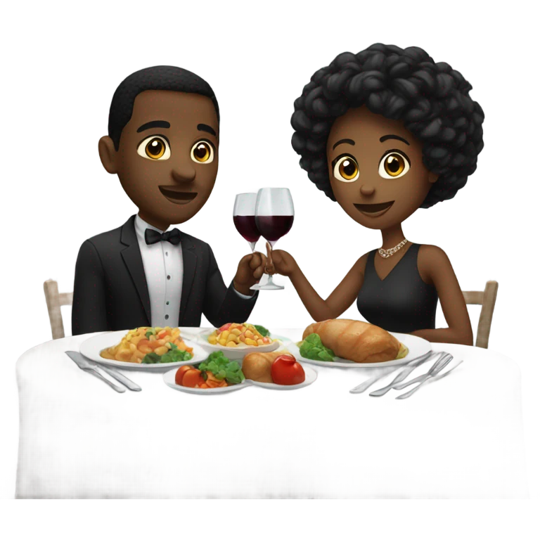 Dinner date black couple emoji