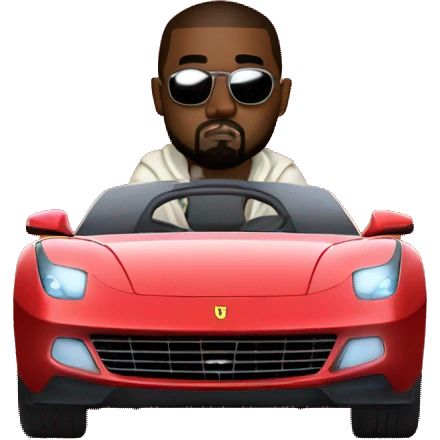 Kanye west driving a Ferrari on mars emoji