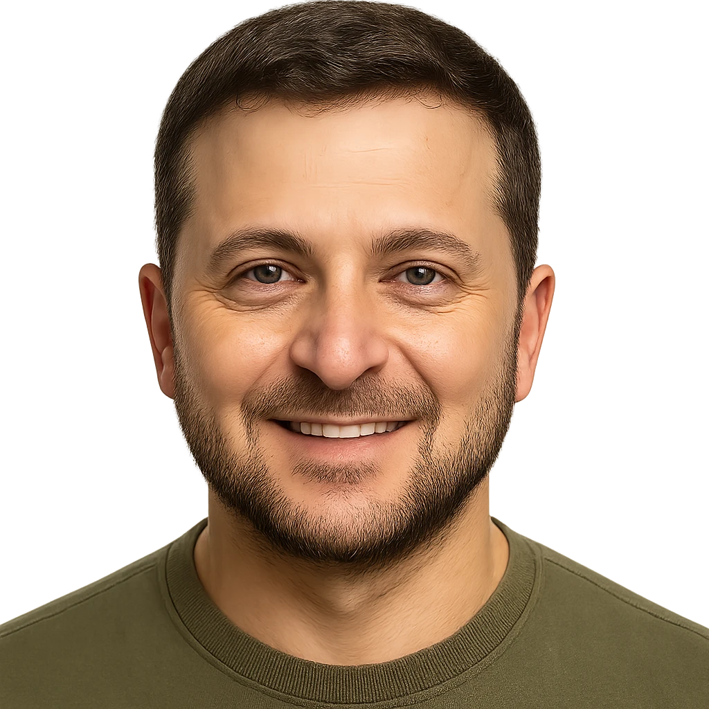 photorealistic emoji style portrait of Vladimir Zelensky with a friendly and approachable look emoji